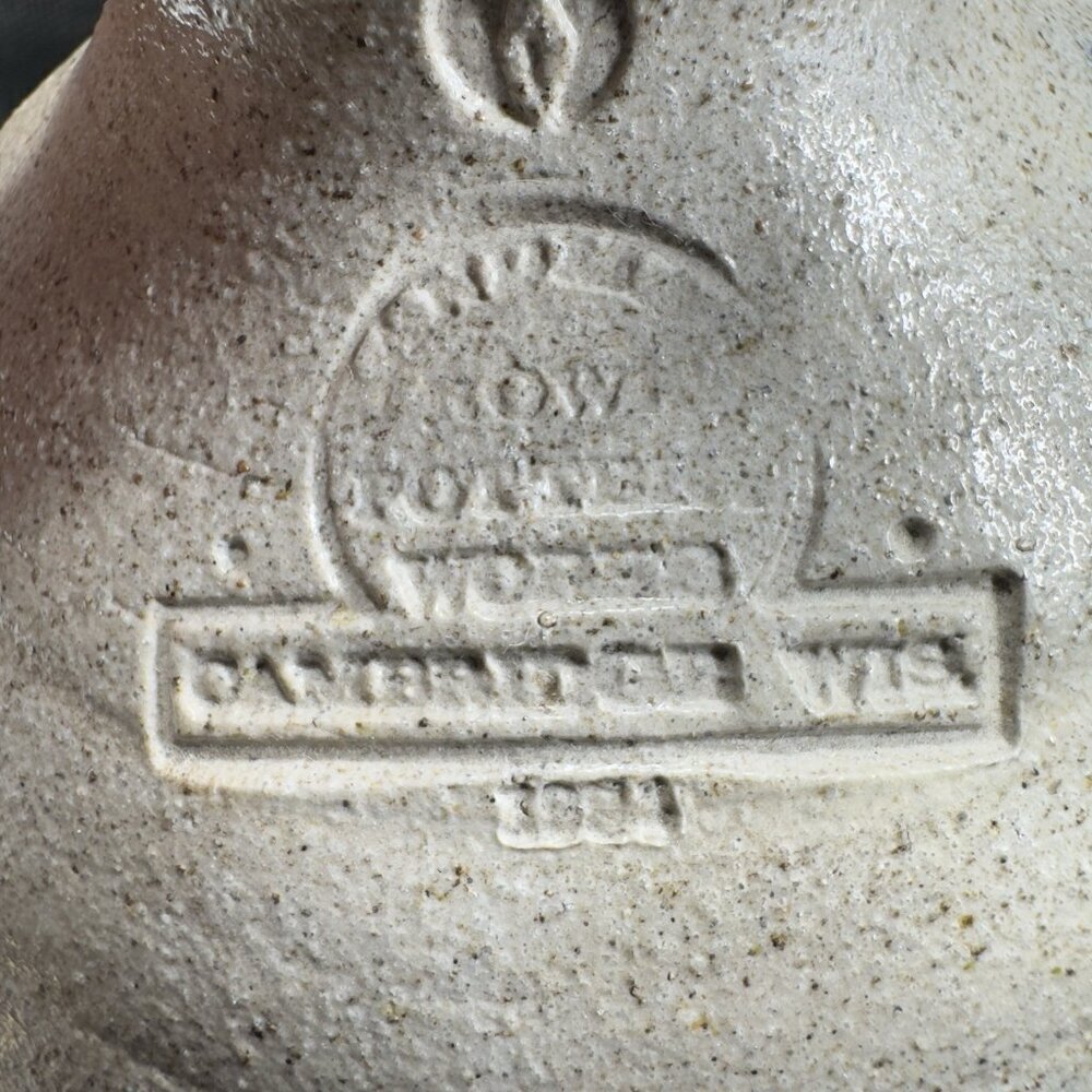 1994 Rowe Pottery Works Salt Glazed Gray Blue Heart Jug Carafe Container Marked - Picture 6 of 16